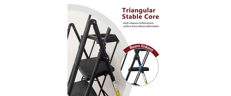 2 Step Ladder, Step Stool for Adults, Folding Step Stool with Wide Anti-Slip Pedal, Sturdy Steel Ladder