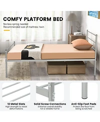 Twin Size Metal Bed Frame Platform with Headboard