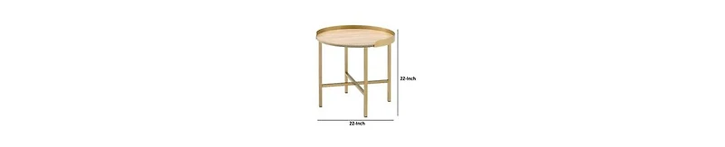 Round Wood End Table – Functional Tray Top with Metal Accent