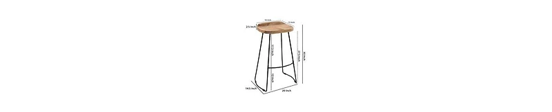 Industrial Barstool – Backless Mango Wood Seat with Metal Frame