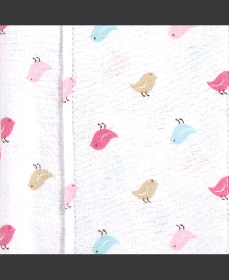 Luvable Friends Girls Durable Flannel Fabric Burp Cloths Poly-Cotton Assortment