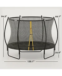 Soozier 10ft Outdoor Trampoline with Net Enclosure, Curved Poles