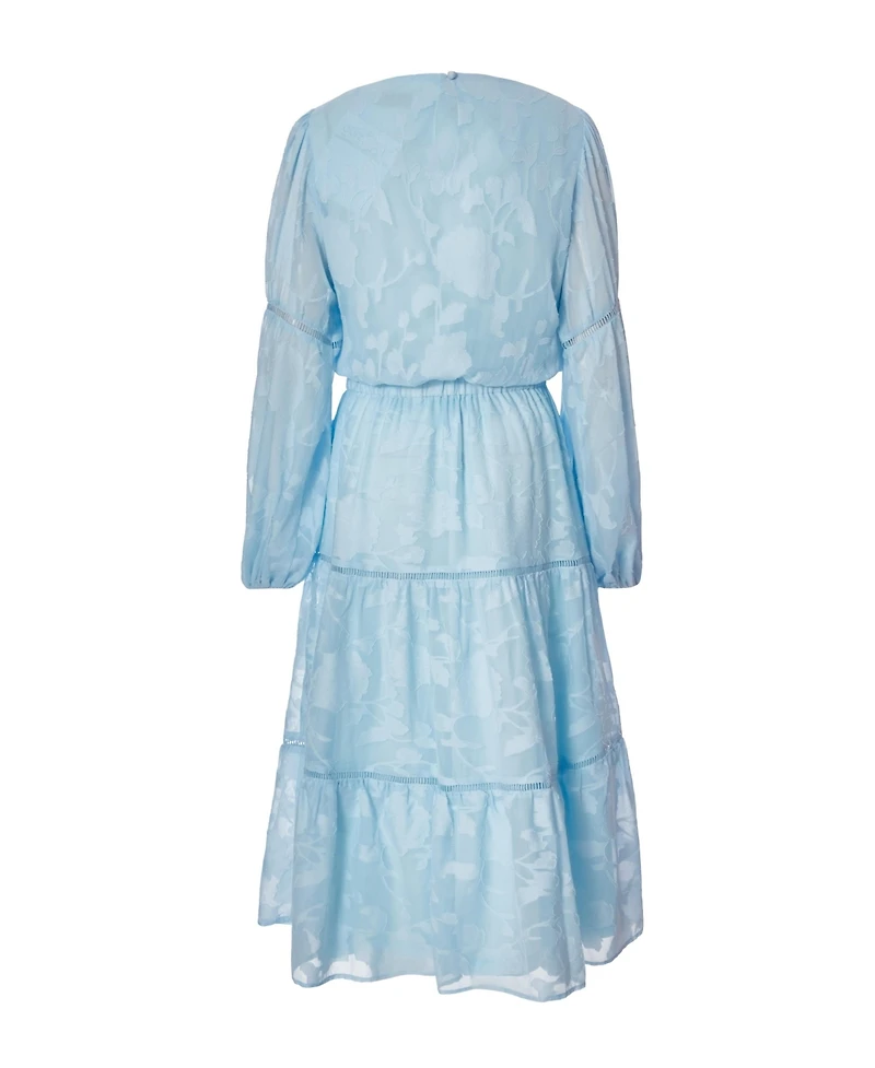 Quiz Women's Jacquard Midi Dress with Balloon Sleeve