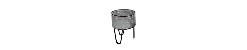 Industrial Planter Set – 3 Galvanized Tubs with Hairpin Metal Legs