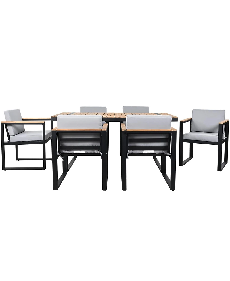 Streamdale 7-Piece Outdoor Dining Set, Table, Chairs, Cushions, Grey