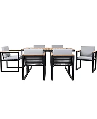 Streamdale 7-Piece Outdoor Dining Set, Table, Chairs, Cushions, Grey