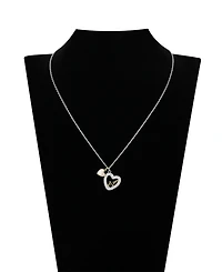 Unwritten Cubic Zirconia and Mother of Pearl Mom Open Heart Necklace