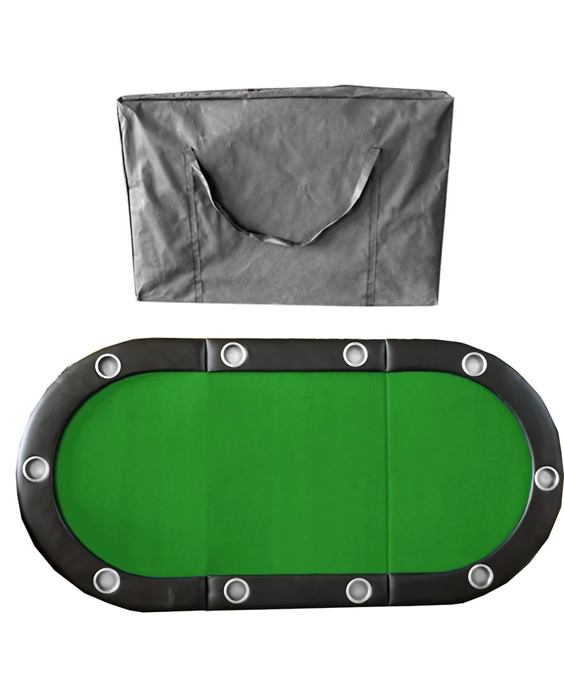 Streamdale Folding Poker Table Top for 10 Players Tri-Fold Texas Holdem Blackjack Casino Game Tabletop Green