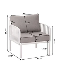 Streamdale 5-Piece Patio Set, Modern outdoor sectional with coffee table, cushions, white & gray