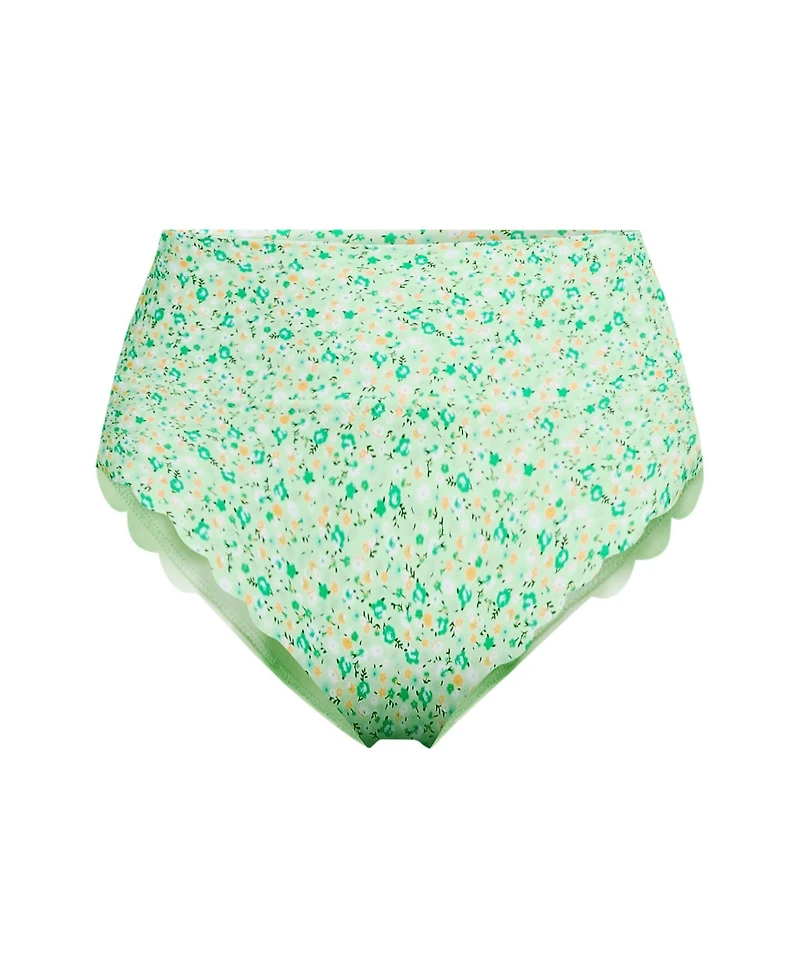 Lands' End Women's Tugless Scallop High Waisted Bikini Bottoms
