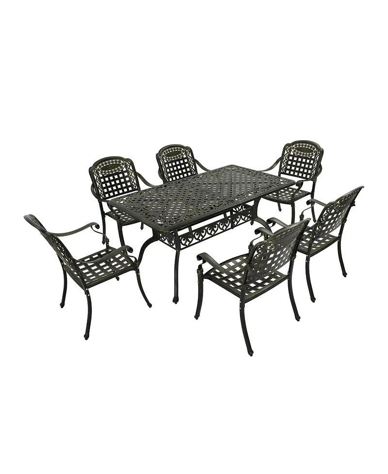 Mondawe 7-Piece Outdoor Patio Furniture Set Dinning Chair with Foldable Table