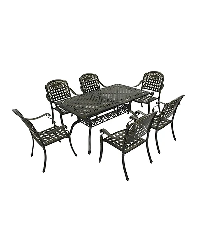 Mondawe 7-Piece Outdoor Patio Furniture Set Dinning Chair with Foldable Table