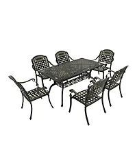 Mondawe 7-Piece Outdoor Patio Furniture Set Dinning Chair with Foldable Table