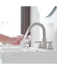 8 in. Widespread 2-Handle Mid-Arc Bathroom Faucet with Valve and cUPC Water Supply Lines in Brushed Gold