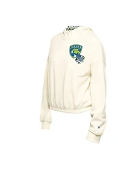 New Era Women's Cream Florida Panthers Glam Game Quarter-Zip Cropped Floral Hoodie Pullover Top