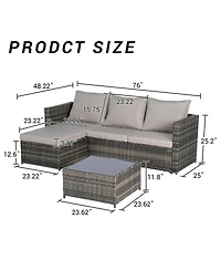 Streamdale 2-Piece Wicker Patio Set, L-Shaped, Ottoman, Lounger Table