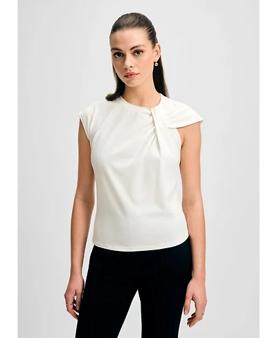 Isaac Mizrahi Women's Twist Neck Short Sleeve Tee