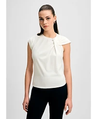 Isaac Mizrahi Women's Twist Neck Short Sleeve Tee