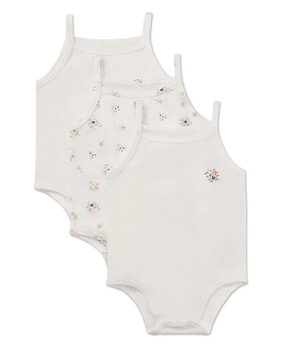 MeMoi Baby Girls 3 Pair Combed Cotton Ditsy Floral Bodysuits