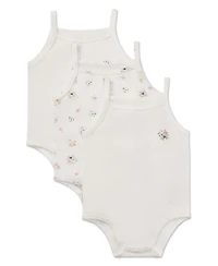 MeMoi Baby Girls 3 Pair Combed Cotton Ditsy Floral Bodysuits