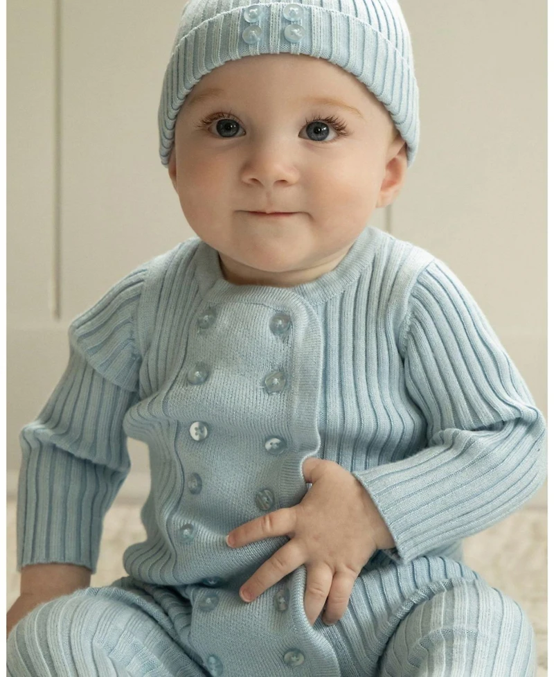 MeMoi Baby Girls 2 Piece Double-Breasted Sweater Rib Footie Set