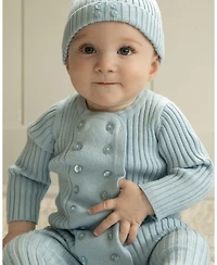 MeMoi Baby Girls 2 Piece Double-Breasted Sweater Rib Footie Set