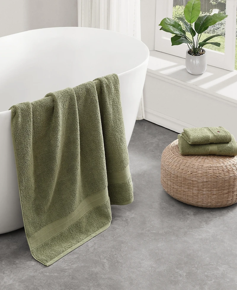 Tommy Hilfiger Home Modern American Solid Cotton Hand Towel, 16" x 26"