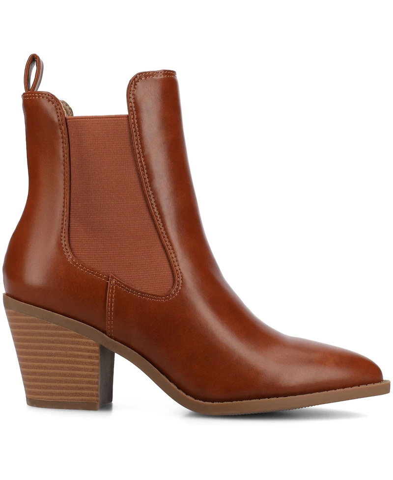 Journee Collection Women's Rosemary Western Comfort Chelsea Booties