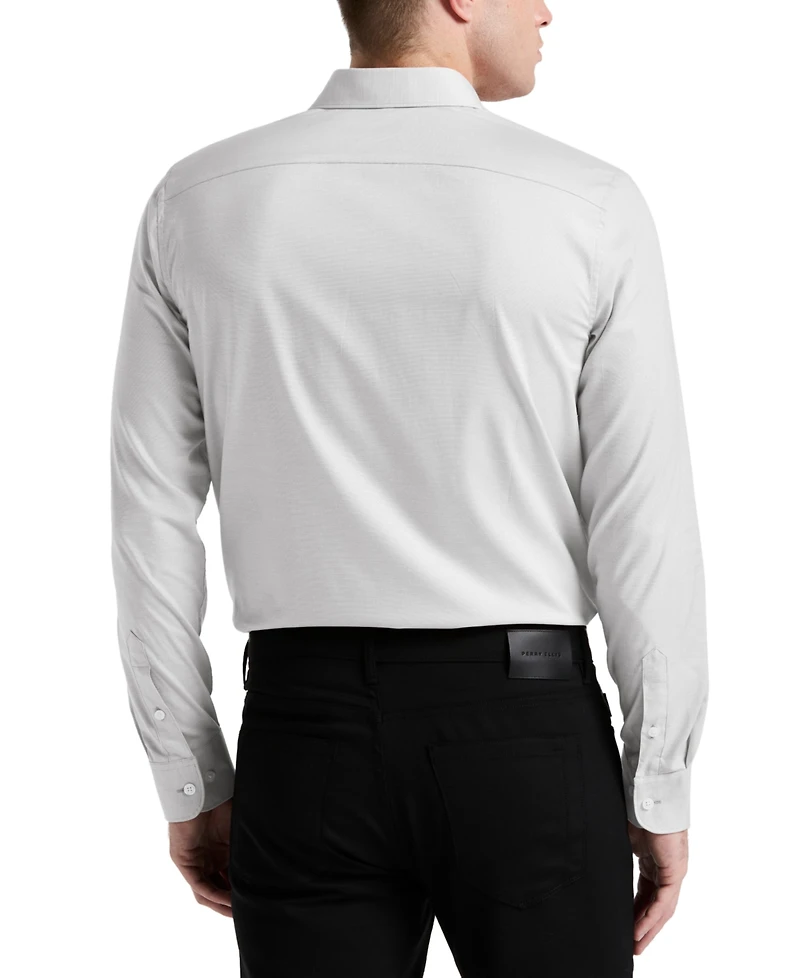 Perry Ellis Men's Slim Fit Long Sleeve Button-Front Dobby Cotton Shirt