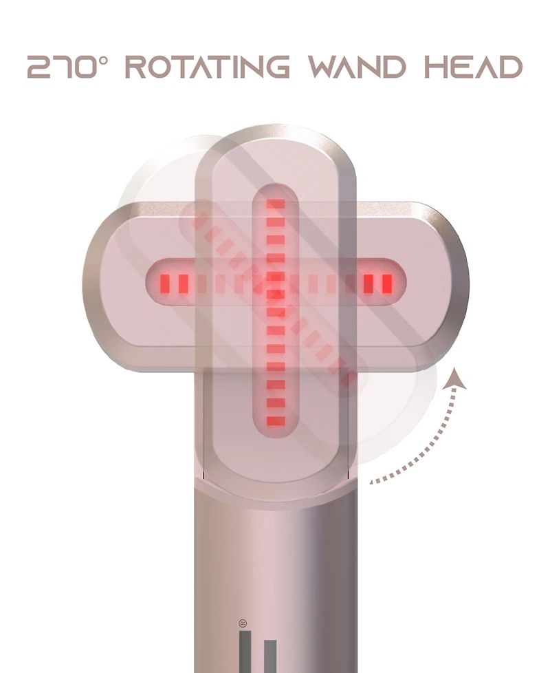 Tzumi Red Light Therapy for Face and Neck Wand, 4-in-1 Rechargeable Light Therapy Wand with 2 Led Colors