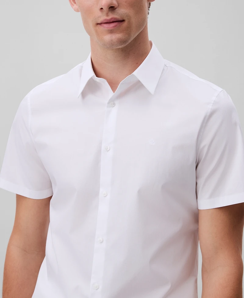Calvin Klein Men's Slim Fit Short Sleeve Solid Stretch Button-Front Shirt