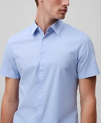 Calvin Klein Men's Slim Fit Short Sleeve Solid Stretch Button-Front Shirt
