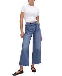 Good American Women's Waist Palazzo Cropped Jeans