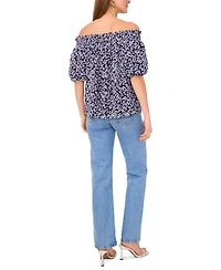 Sam & Jess Women's Printed Smocked Off-The-Shoulder Top