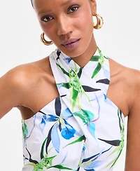 I.n.c. International Concepts Women's Cotton Printed Halterneck Top, Exclusively at Macy's