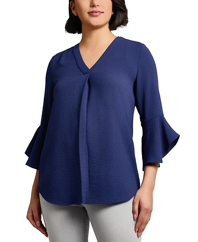 Jones New York Women's V-Neck Bell-Sleeve Blouse
