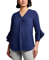 Jones New York Women's V-Neck Bell-Sleeve Blouse