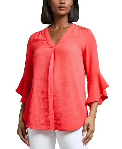 Jones New York Women's V-Neck Bell-Sleeve Blouse