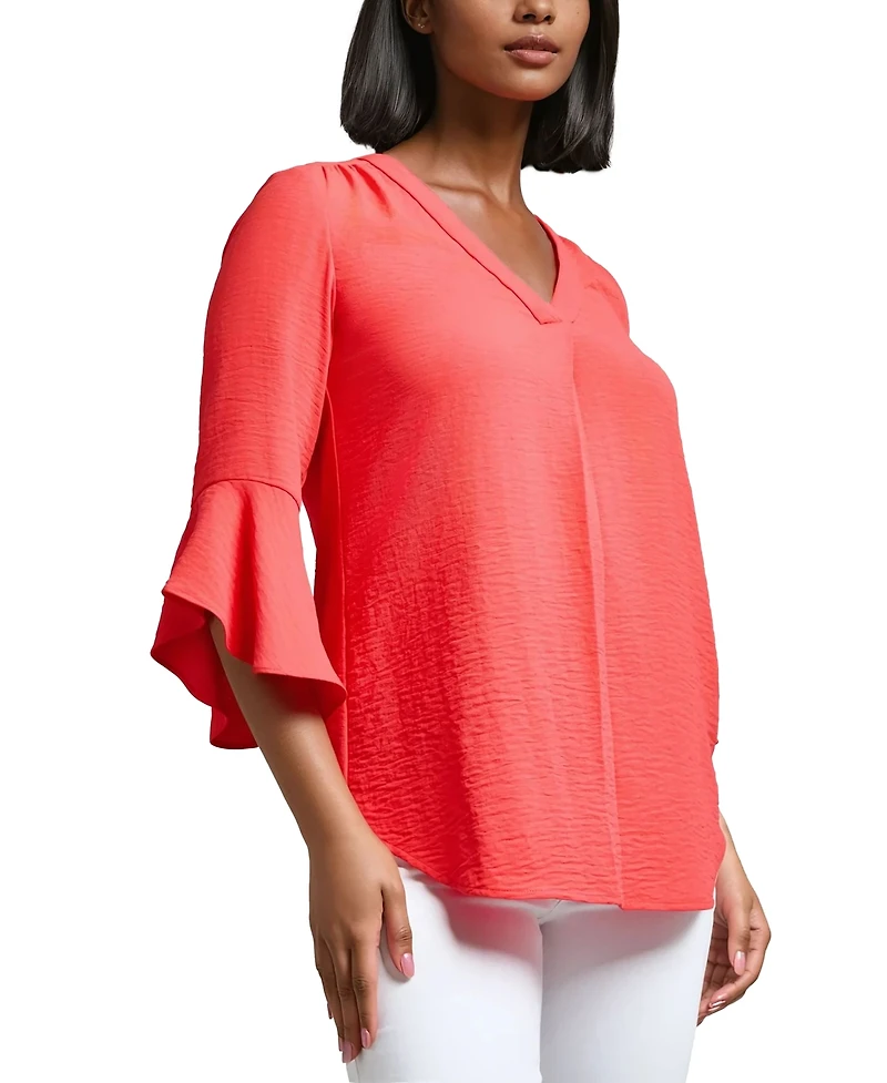 Jones New York Women's V-Neck Bell-Sleeve Blouse
