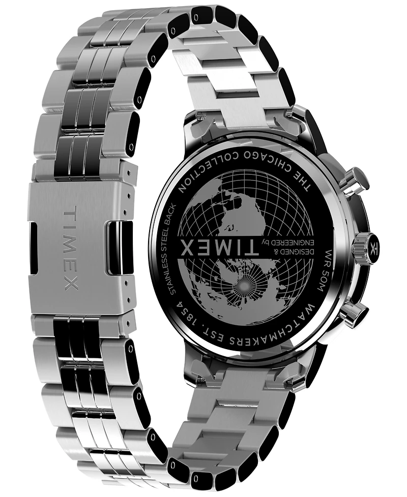 Timex Men's Analog Silver-Tone Stainless Steel Watch, 45mm