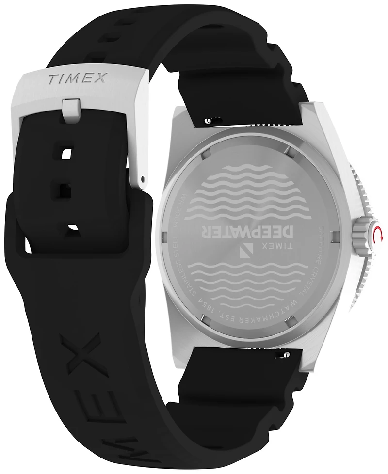 Timex Men's Analog Black Rubber Strap Watch, 41mm