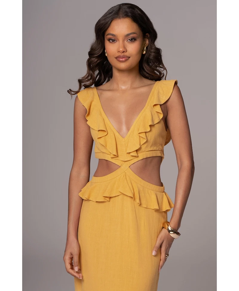 Jluxlabel Women's Sunshine Ruffle Linen Dress