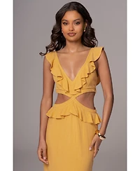 Jluxlabel Women's Sunshine Ruffle Linen Dress