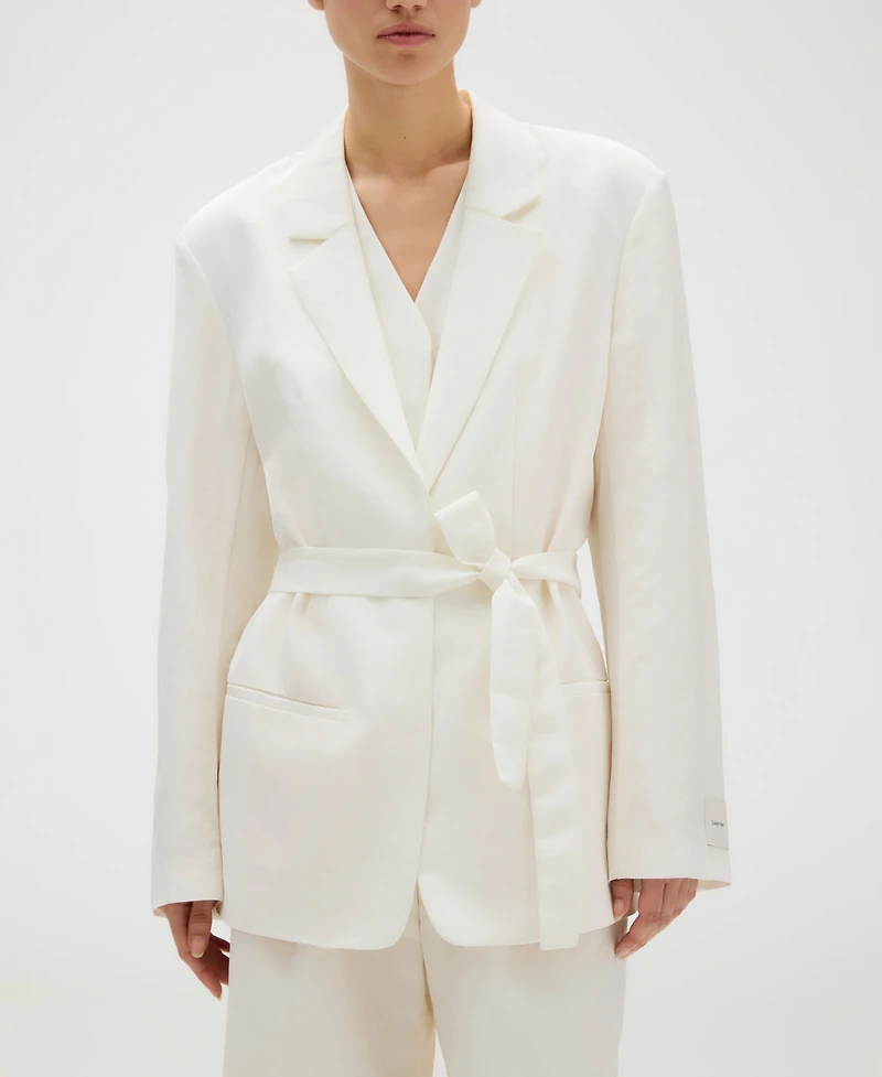 Calvin Klein Women's Notched Collar Belted Blazer