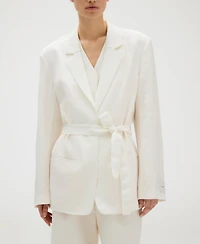Calvin Klein Women's Notched Collar Belted Blazer