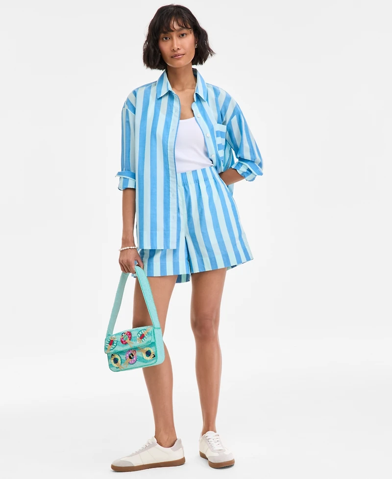 On 34th Women's Striped Long-Sleeve Shirt, Exclusively at Macy's