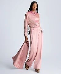 Kenneth Cole Women's Satin Twill Pleated Wide-Leg Pants
