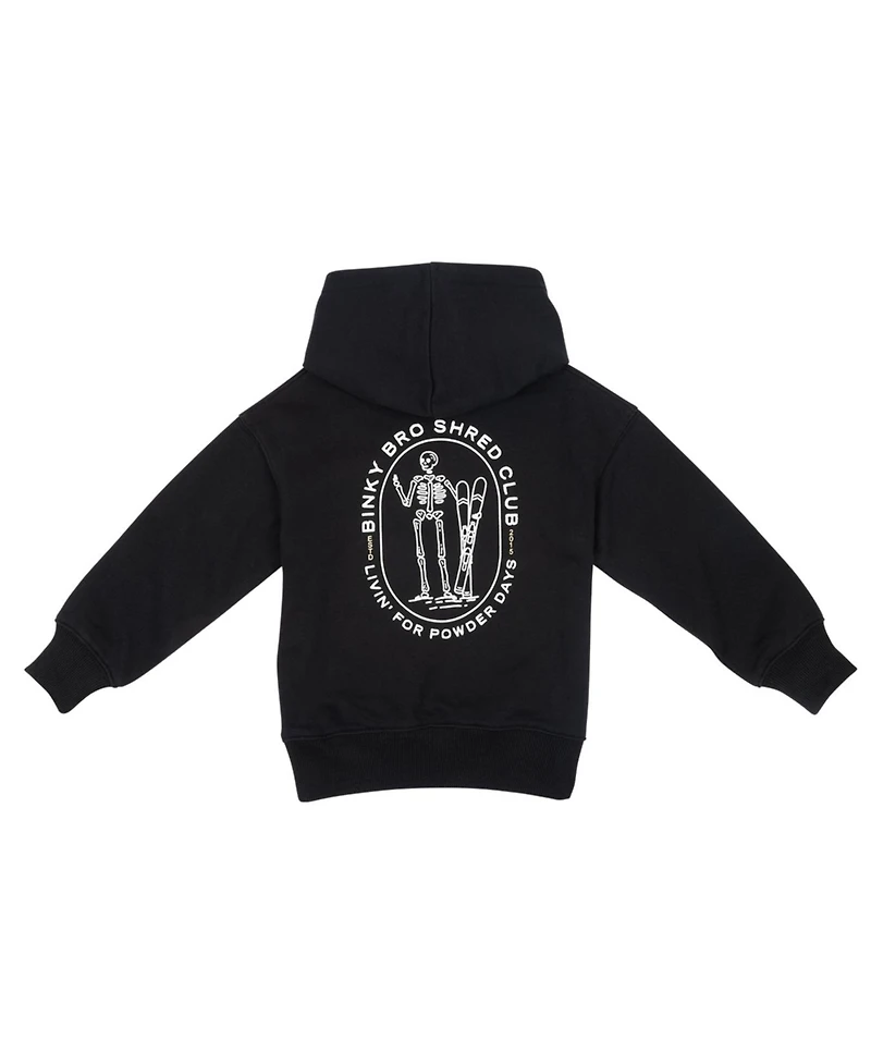 BinkyBro Toddler Boys Powder Skelly Hood Black Hoodie