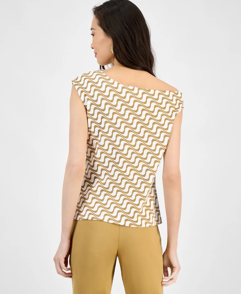 I.n.c. International Concepts Petite Cotton Printed Off-Shoulder Top, Exclusively at Macy's