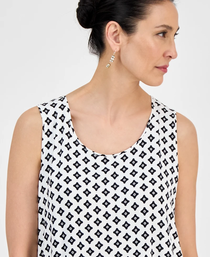 Jm Collection Women's Printed Scoop-Neck Sleeveless Tank Top, Exclusively at Macy's